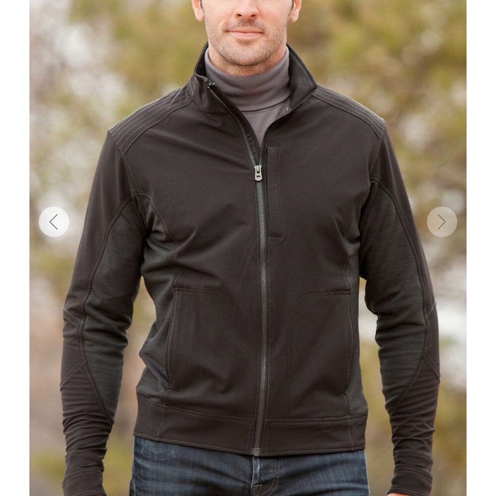 Kuhl Dfynce Jacket Mens Large Black Soft Shell Moto Full Zip Performance